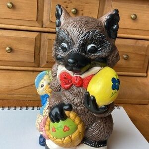 🦊🦝🦆 Sneaky Fox Raccoon ceramic sculpture